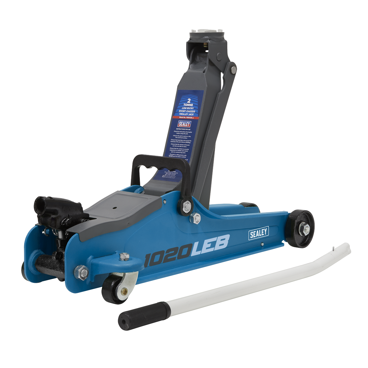 Low Profile Short Chassis Trolley Jack 2 Tonne & Accessories Bag Combo - Blue 1020LEBBAGCOMBO