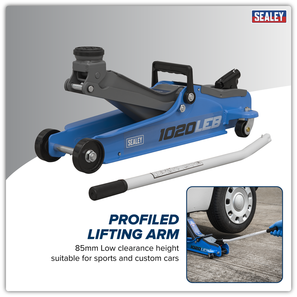 Low Profile Short Chassis Trolley Jack 2 Tonne - Blue 1020LEB