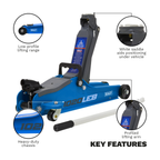 Low Profile Short Chassis Trolley Jack 2 Tonne - Blue 1020LEB