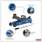 Low Profile Short Chassis Trolley Jack 2 Tonne - Blue 1020LEB