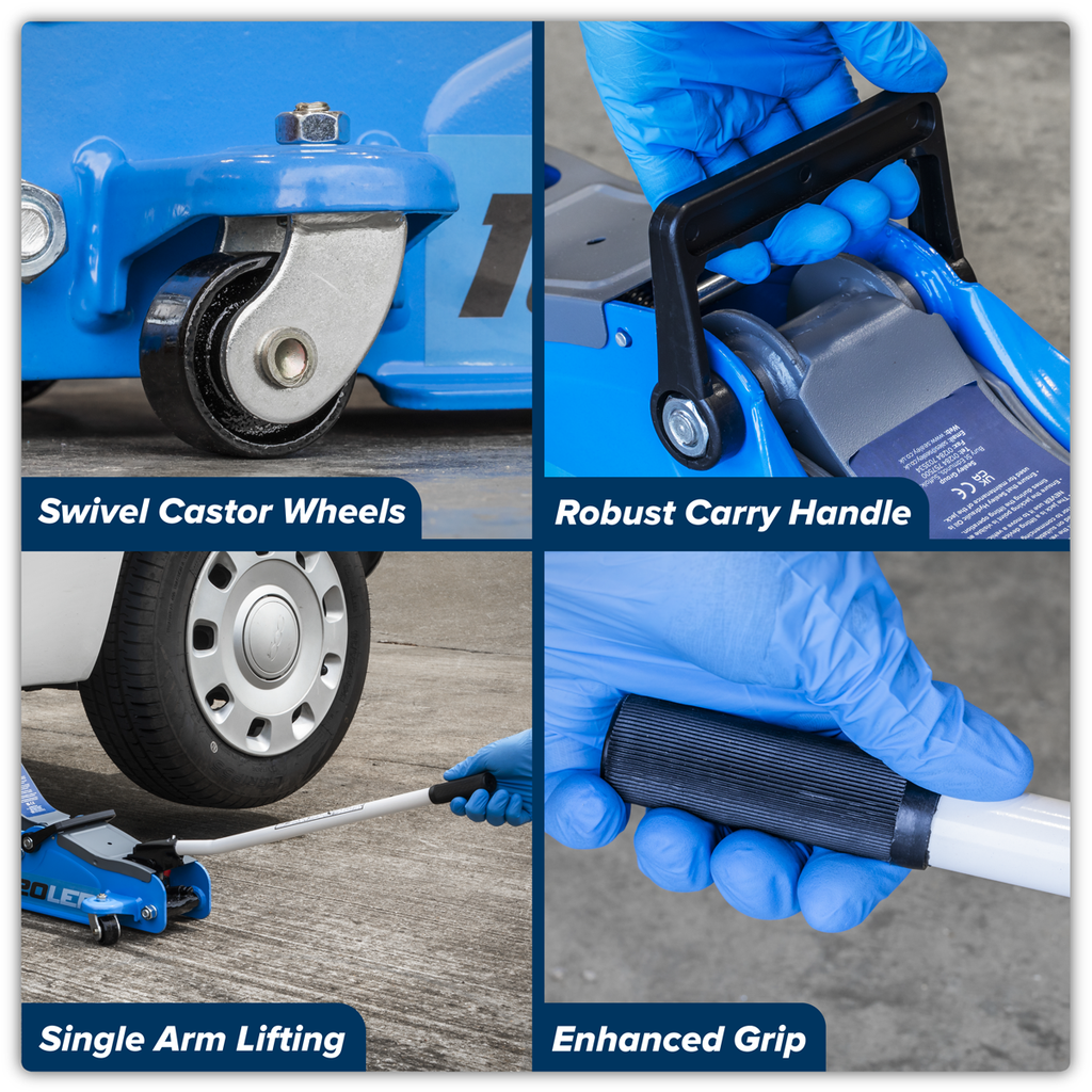 Low Profile Short Chassis Trolley Jack 2 Tonne - Blue 1020LEB