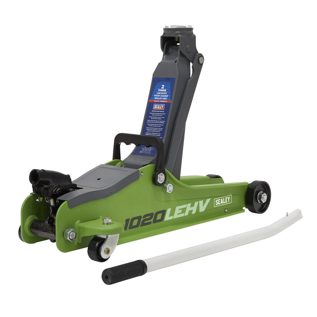 Low Entry Short Chassis Trolley Jack & Accessories Bag Combo, 2 Tonne - Green 1020LEHVBAGCOMBO