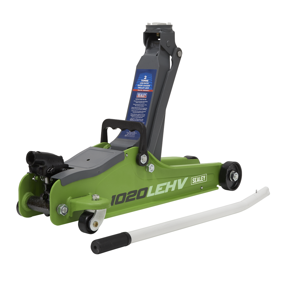 Low Entry Short Chassis Trolley Jack & Accessories Bag Combo, 2 Tonne - Green 1020LEHVBAGCOMBO