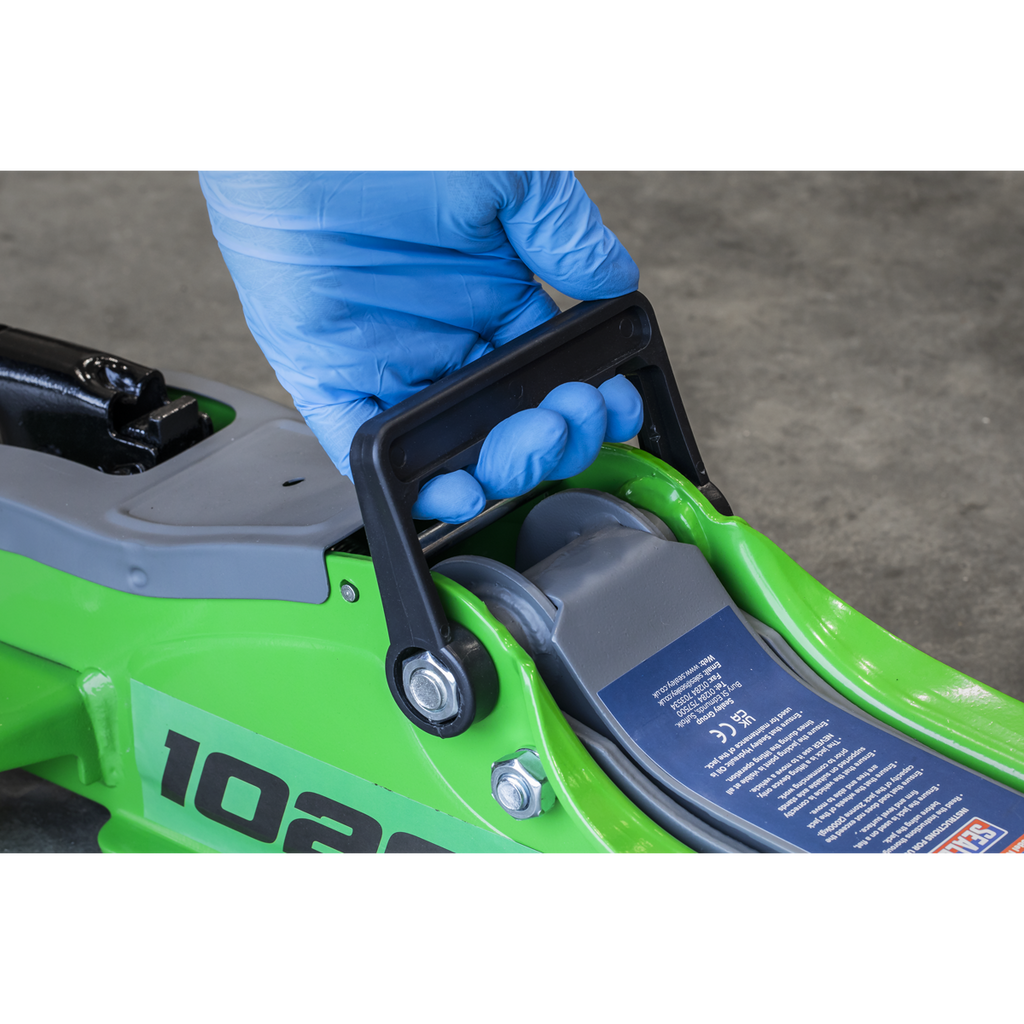 Low Profile Short Chassis Trolley Jack 2 Tonne - Green 1020LEHV