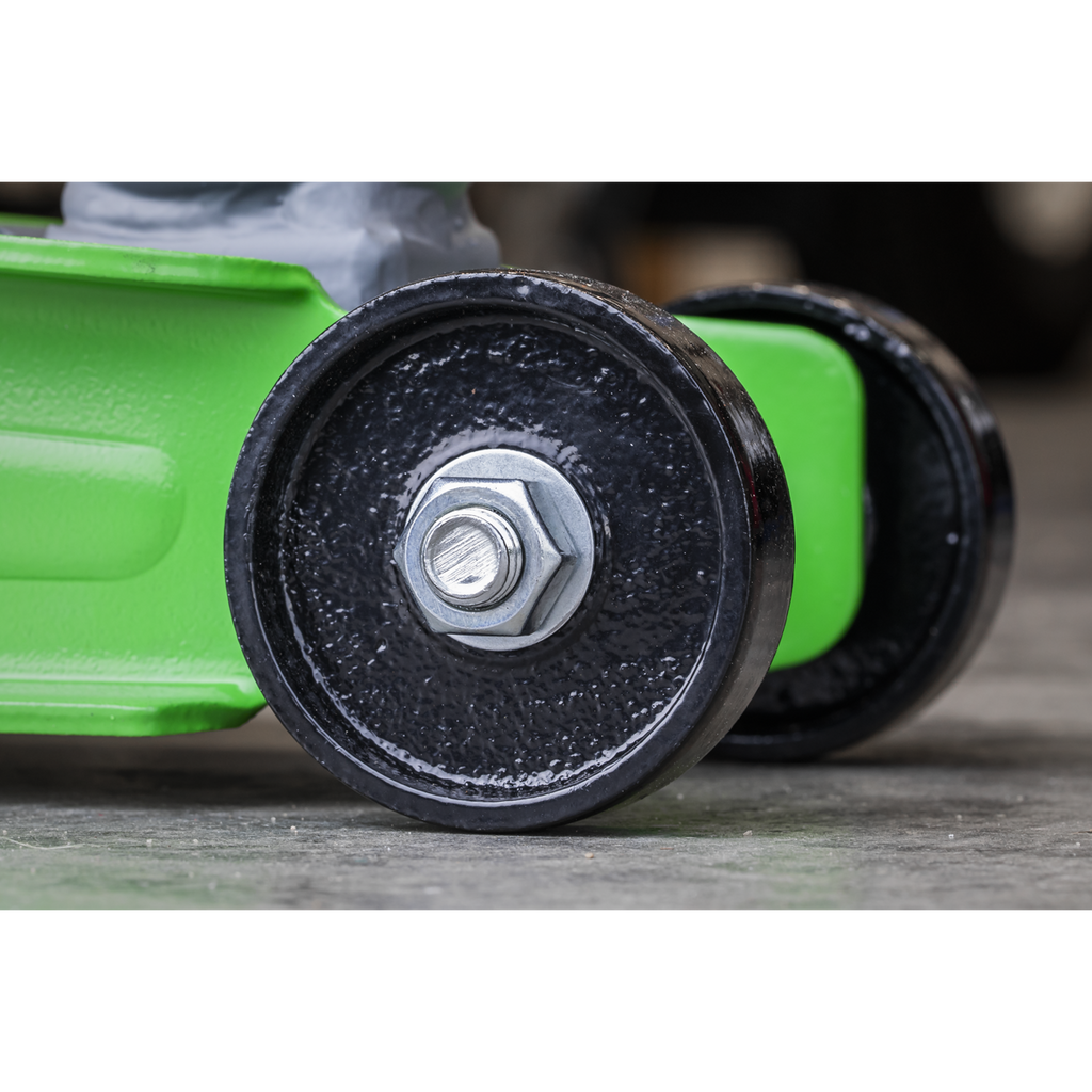 Low Profile Short Chassis Trolley Jack 2 Tonne - Green 1020LEHV