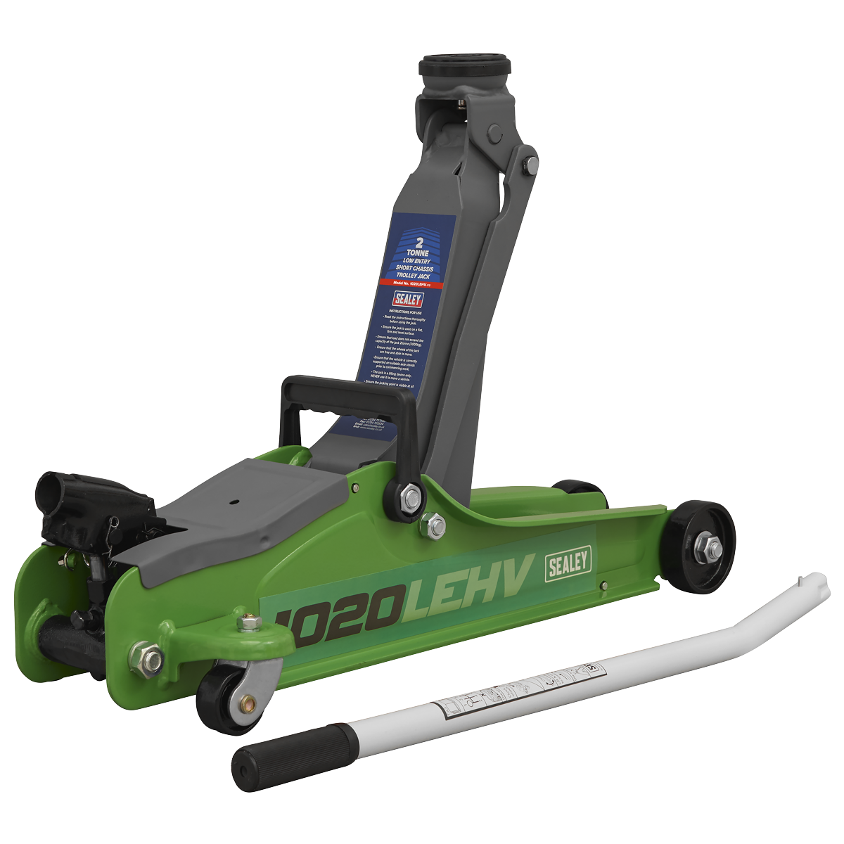 Low Profile Short Chassis Trolley Jack 2 Tonne - Green 1020LEHV
