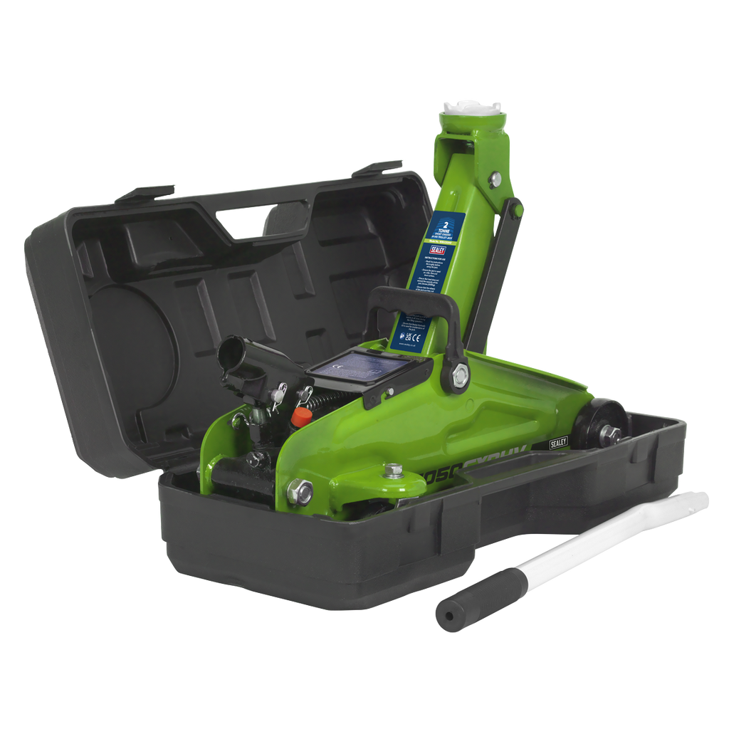 Short Chassis Trolley Jack with Storage Case 2 Tonne - Green 1050CXDHV