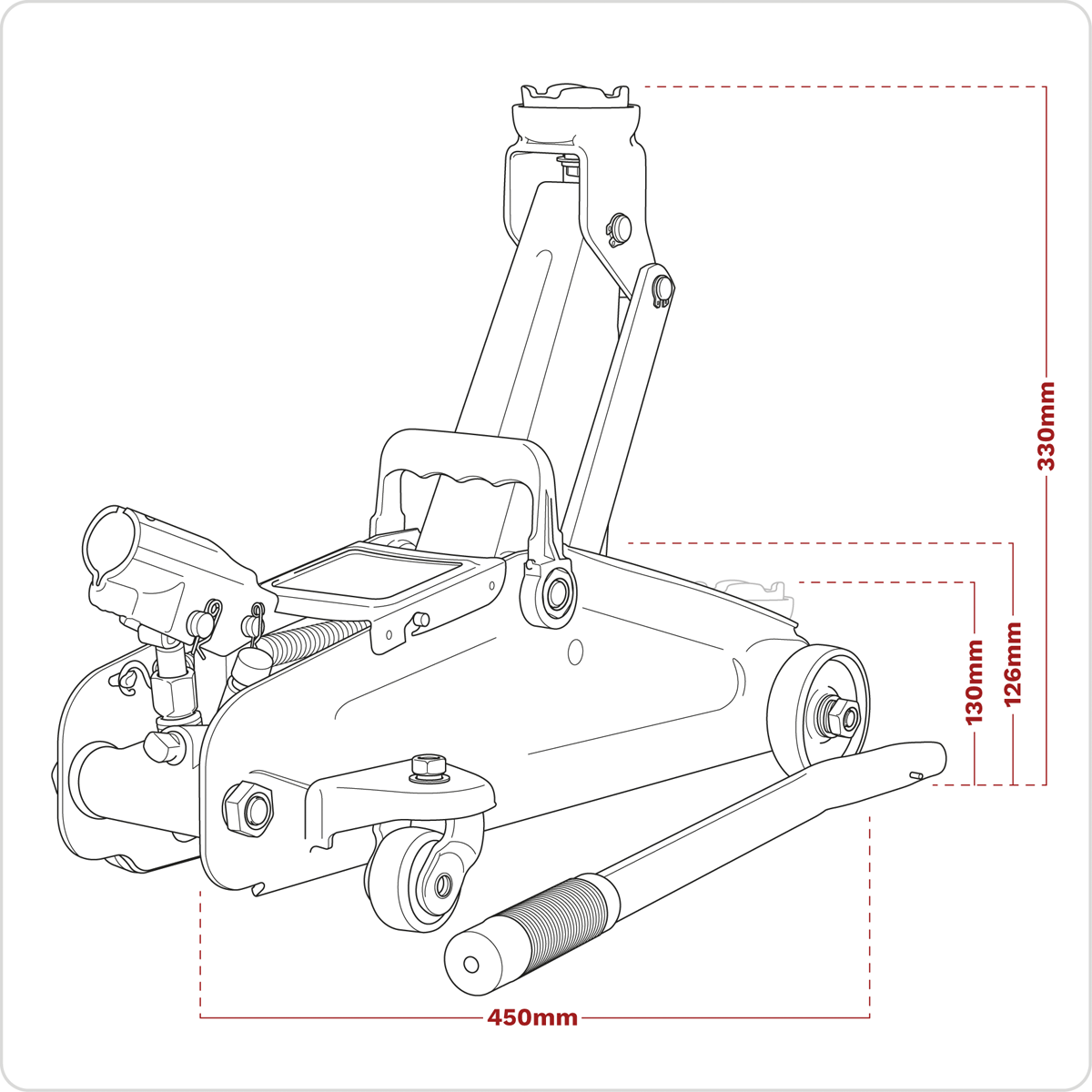 Short Chassis Trolley Jack 2 Tonne - Green 1050CXHV