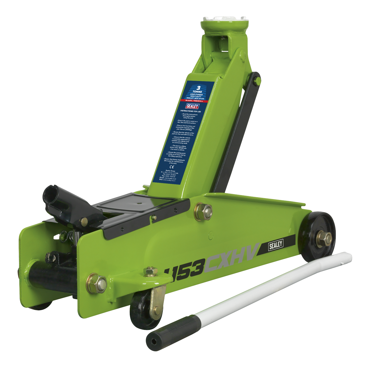 Heavy-Duty Long Reach Trolley Jack 3 Tonne - Green 1153CXHV