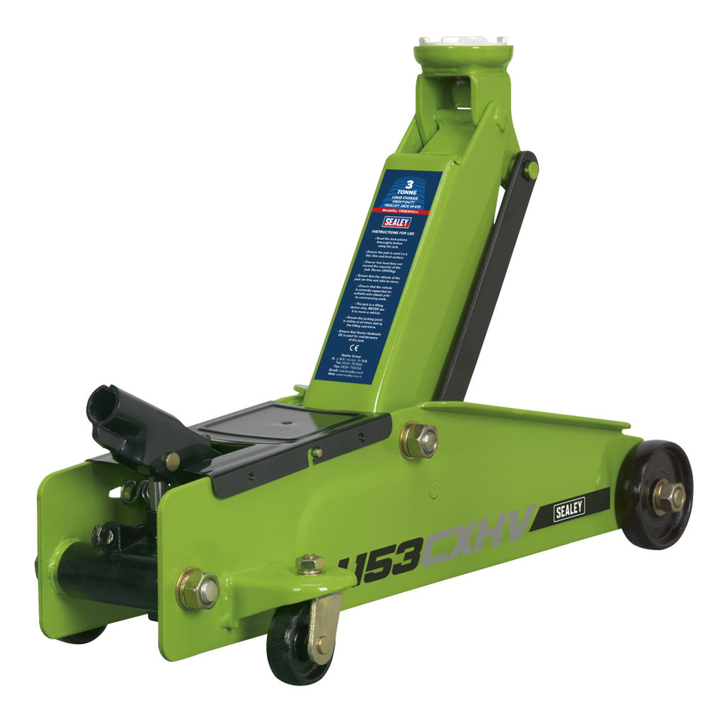 Heavy-Duty Long Reach Trolley Jack 3 Tonne - Green 1153CXHV