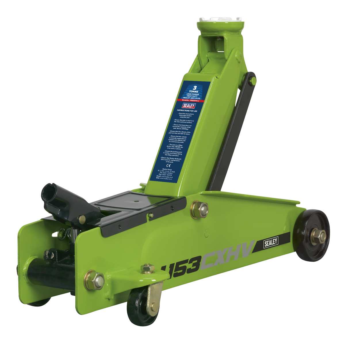 Heavy-Duty Long Reach Trolley Jack 3 Tonne - Green 1153CXHV