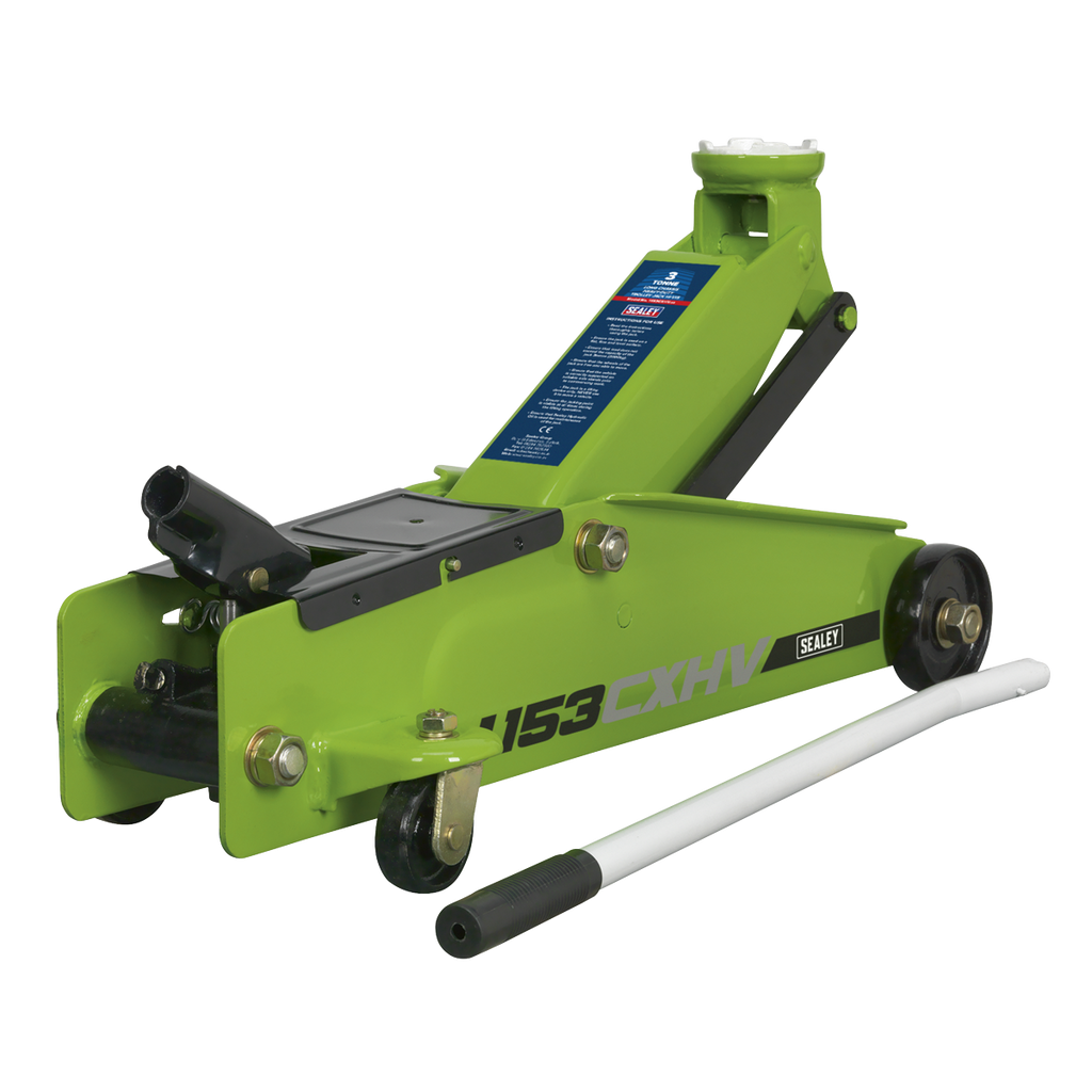 Heavy-Duty Long Reach Trolley Jack 3 Tonne - Green 1153CXHV