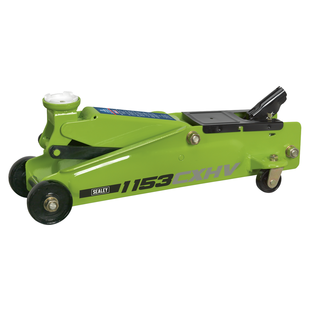 Heavy-Duty Long Reach Trolley Jack 3 Tonne - Green 1153CXHV