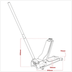 Low Profile Long Reach Rocket Lift Trolley Jack 1.5 Tonne 1500SLR