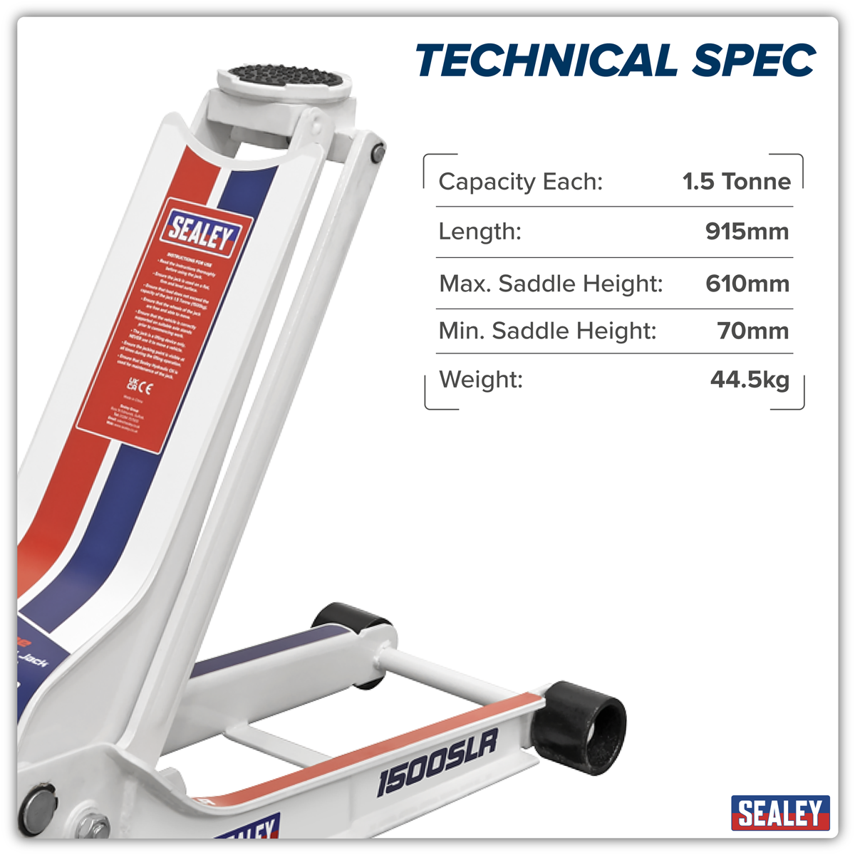 Low Profile Long Reach Rocket Lift Trolley Jack 1.5 Tonne 1500SLR