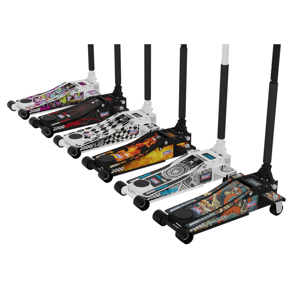 Low Profile Custom Design Trolley Jack with Rocket Lift 2 Tonne - Black 2000CB