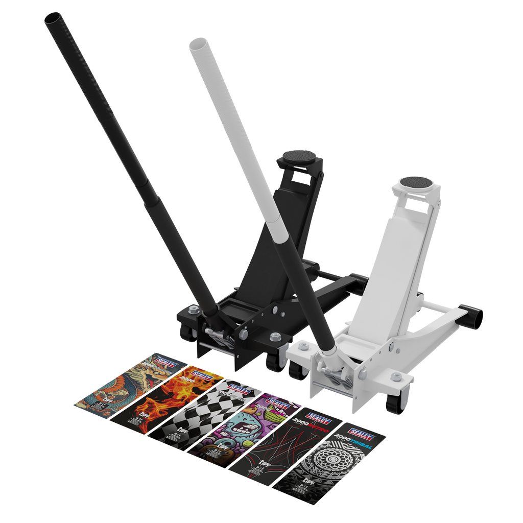 Low Profile Custom Design Trolley Jack with Rocket Lift 2 Tonne - Black 2000CB