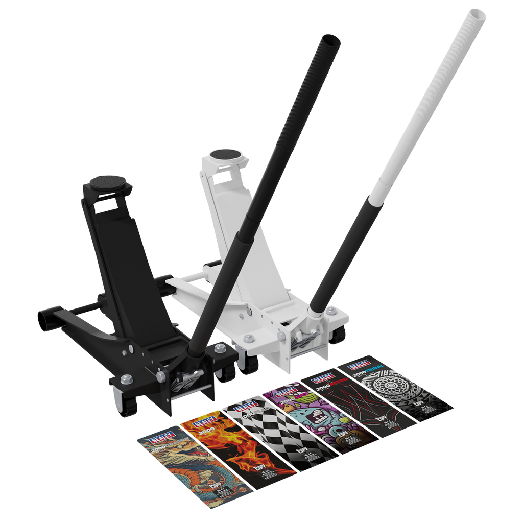 Low Profile Custom Design Trolley Jack with Rocket Lift 2 Tonne - Black 2000CB