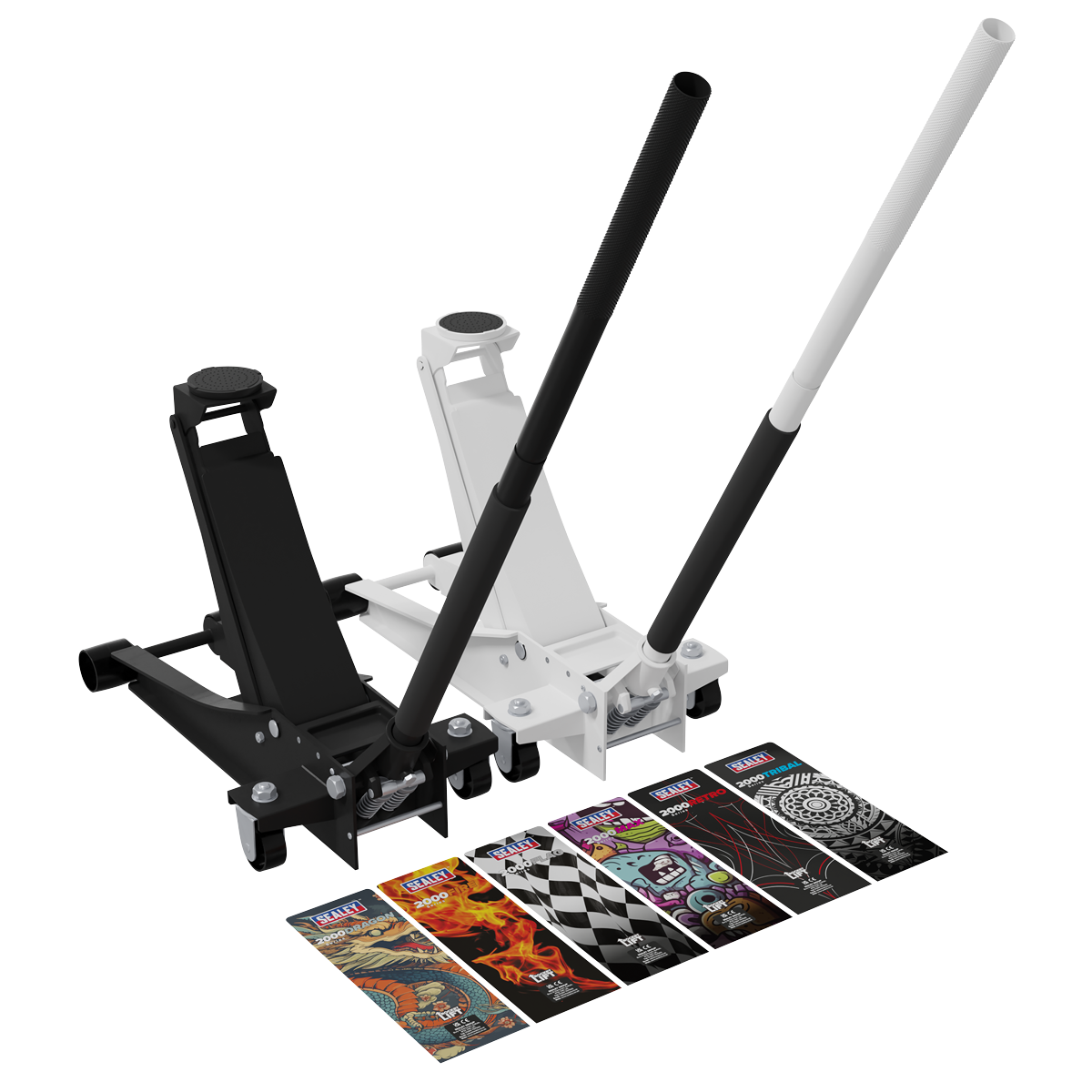 Low Profile Custom Design Trolley Jack with Rocket Lift 2 Tonne - Black 2000CB