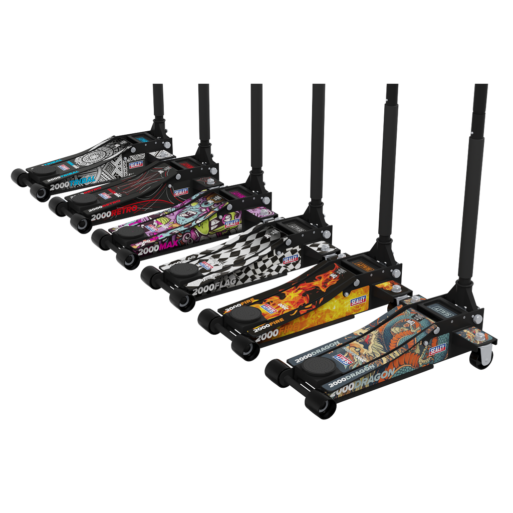 Low Profile Custom Design Trolley Jack with Rocket Lift 2 Tonne - Black 2000CB