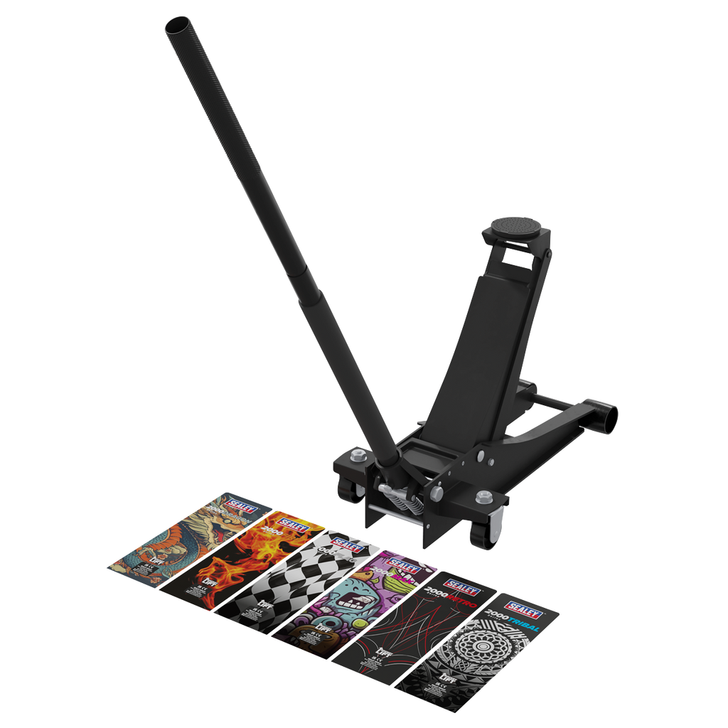 Low Profile Custom Design Trolley Jack with Rocket Lift 2 Tonne - Black 2000CB