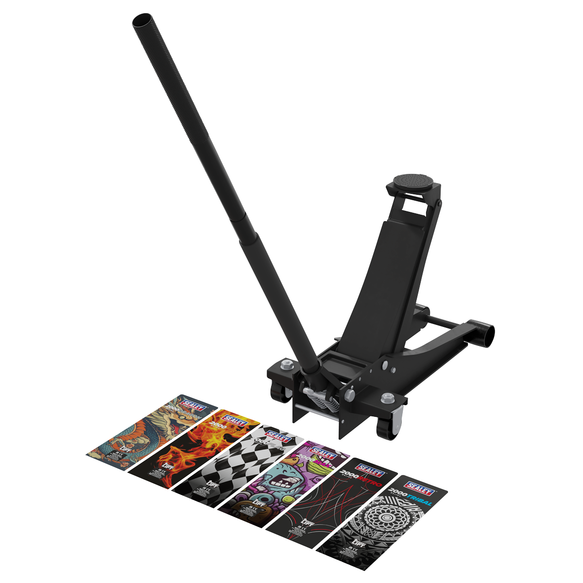 Low Profile Custom Design Trolley Jack with Rocket Lift 2 Tonne - Black 2000CB