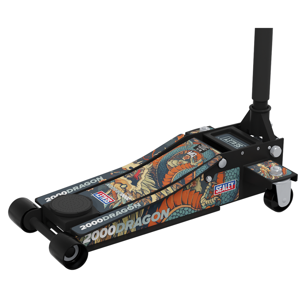 Low Profile Custom Design Trolley Jack with Rocket Lift 2 Tonne - Black 2000CB