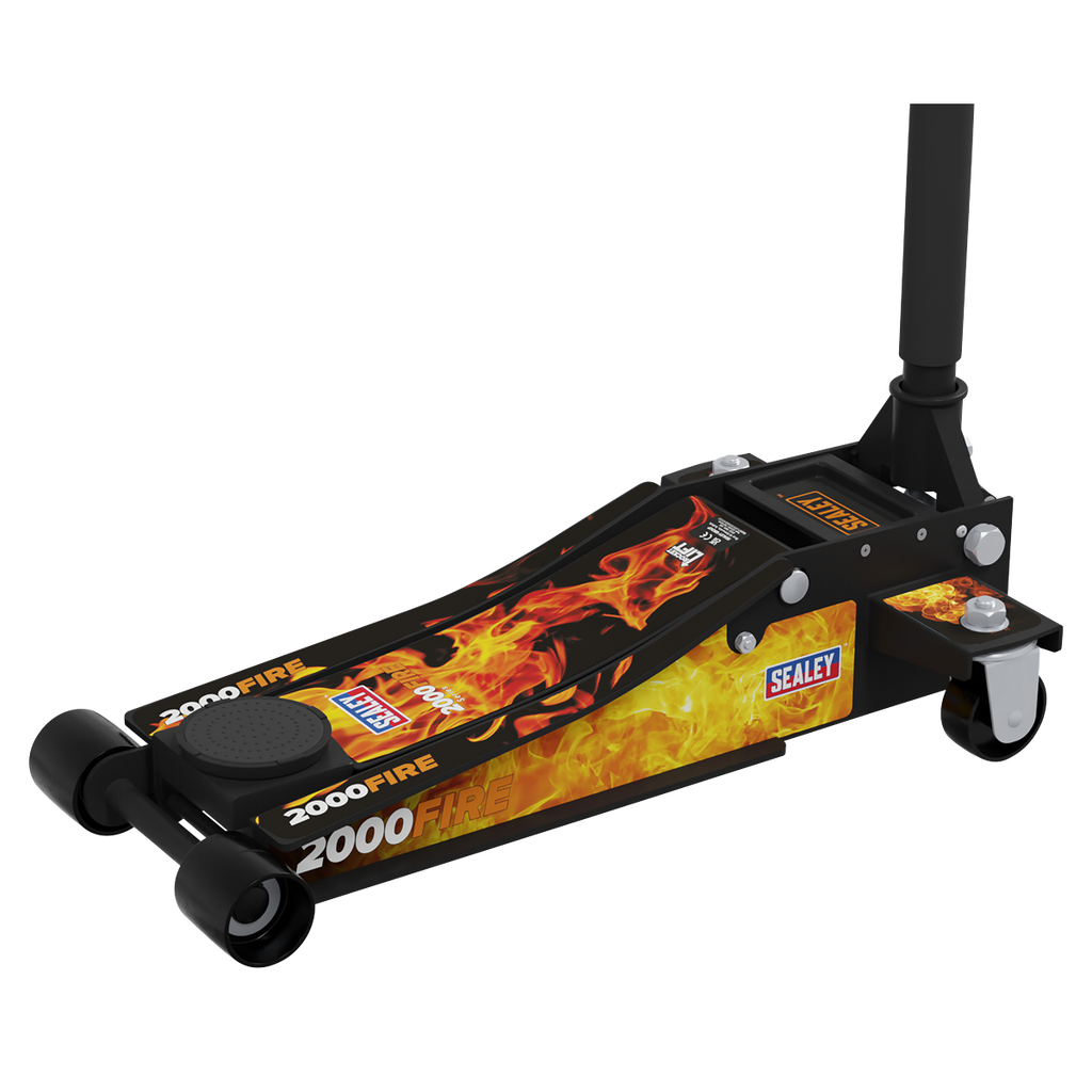 Low Profile Custom Design Trolley Jack with Rocket Lift 2 Tonne - Black 2000CB