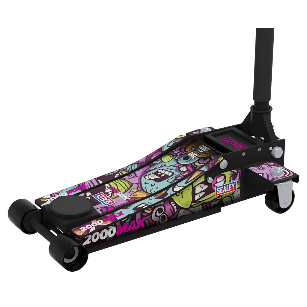 Low Profile Custom Design Trolley Jack with Rocket Lift 2 Tonne - Black 2000CB