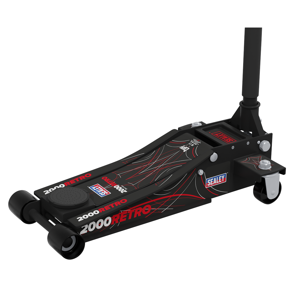 Low Profile Custom Design Trolley Jack with Rocket Lift 2 Tonne - Black 2000CB