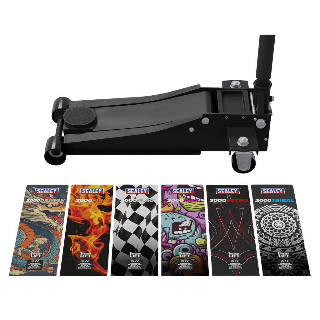 Low Profile Custom Design Trolley Jack with Rocket Lift 2 Tonne - Black 2000CB