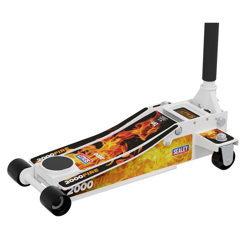 Low Profile Custom Design Trolley Jack with Rocket Lift 2 Tonne - White 2000CW