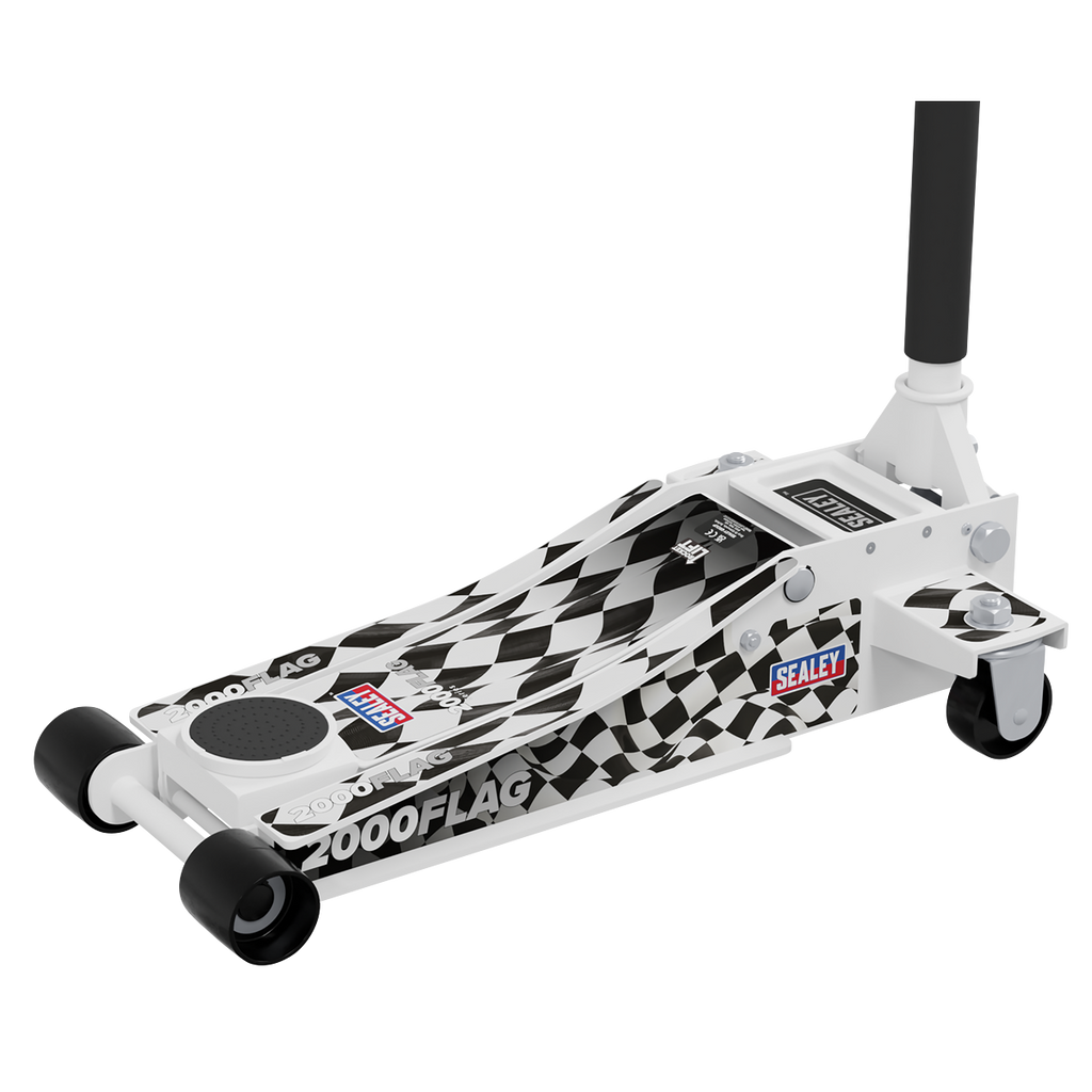 Low Profile Custom Design Trolley Jack with Rocket Lift 2 Tonne - White 2000CW