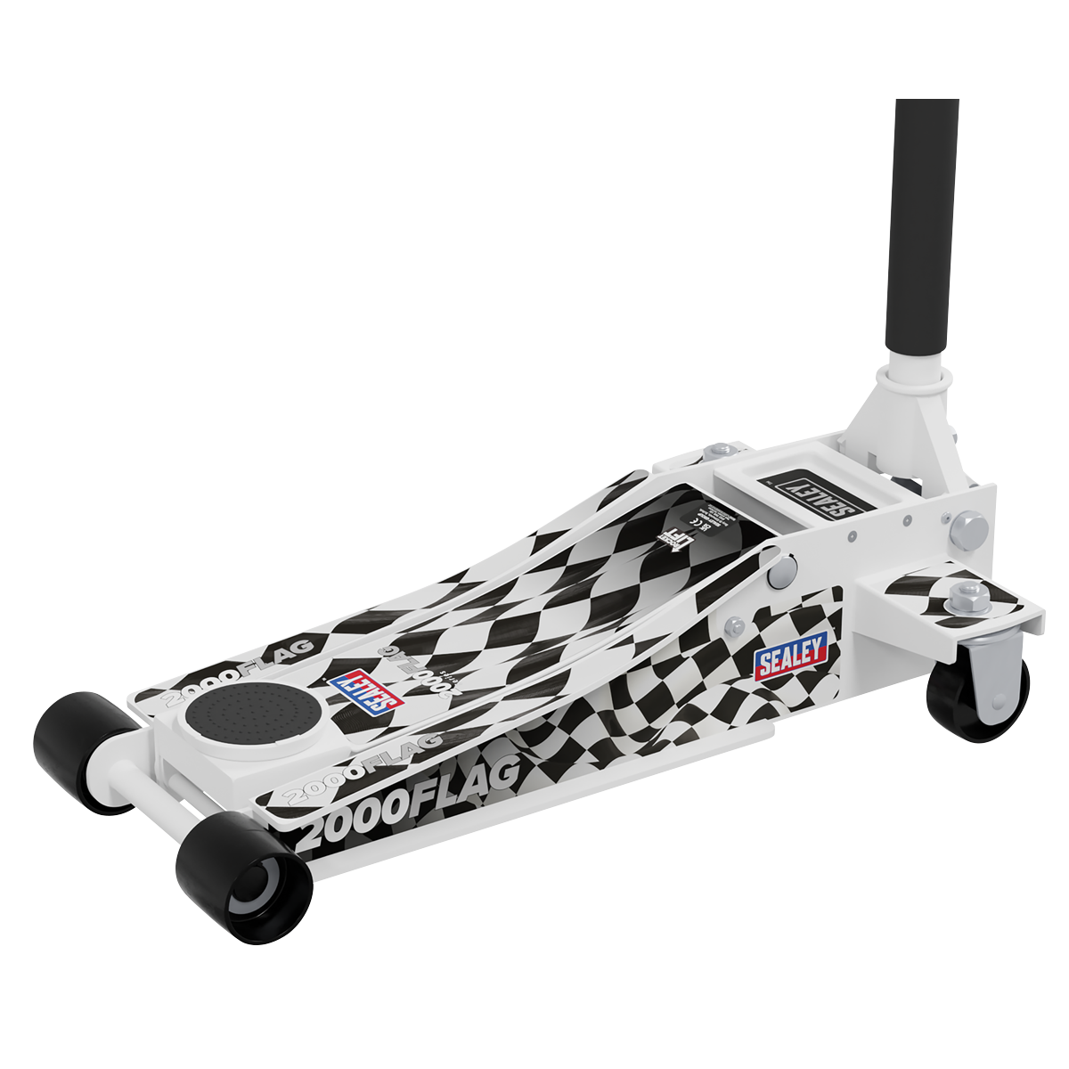 Low Profile Custom Design Trolley Jack with Rocket Lift 2 Tonne - White 2000CW