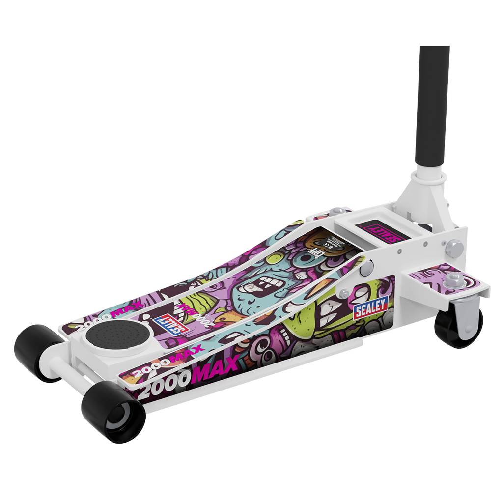 Low Profile Custom Design Trolley Jack with Rocket Lift 2 Tonne - White 2000CW