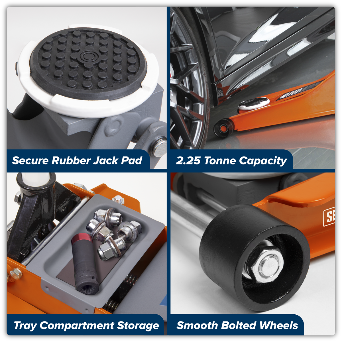 Low Profile Trolley Jack with Rocket Lift 2.25 Tonne - Orange 2001LEOR