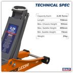 Low Profile Trolley Jack with Rocket Lift 2.25 Tonne - Orange 2001LEOR