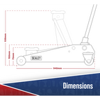 Low Profile Professional Long Reach Trolley Jack with Rocket Lift 2 Tonne 2100TB