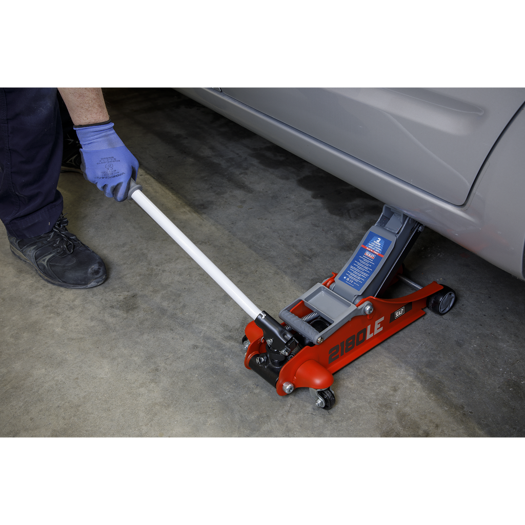 180° Handle Low Profile Short Chassis Trolley Jack 2 Tonne - Red 2180LE