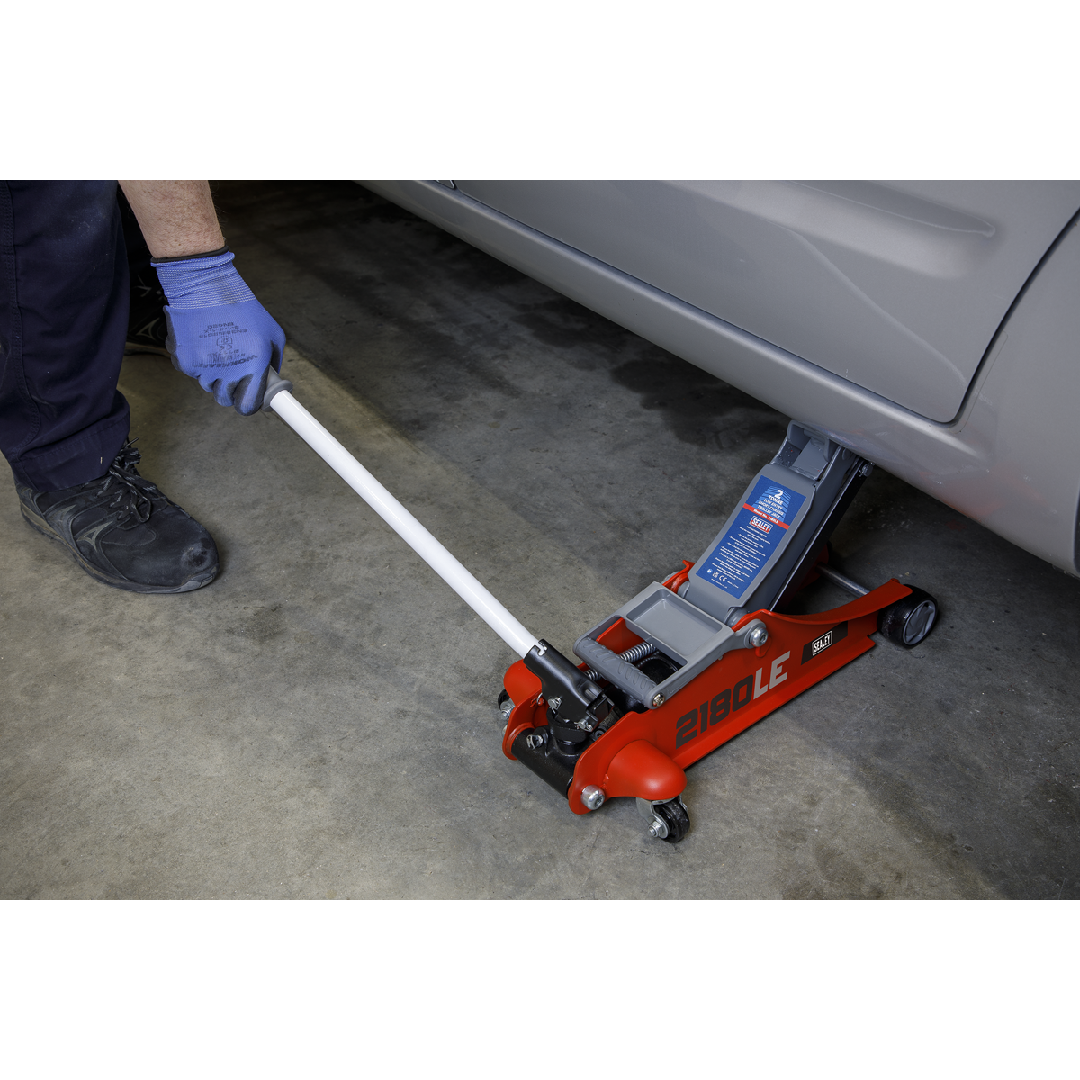 180° Handle Low Profile Short Chassis Trolley Jack 2 Tonne - Red 2180LE