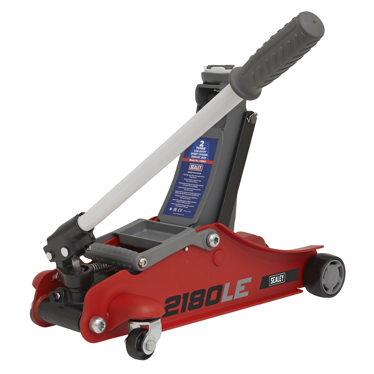 180° Handle Low Profile Short Chassis Trolley Jack 2 Tonne - Red 2180LE