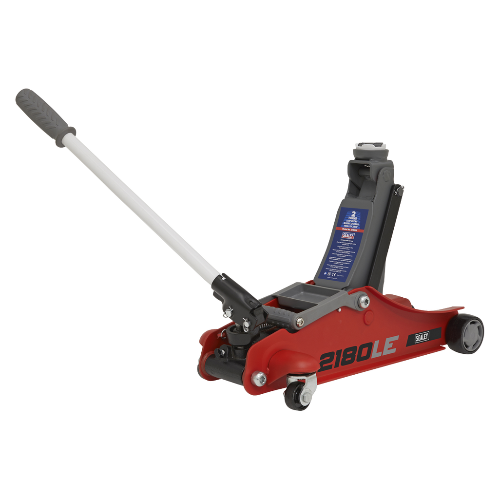 180° Handle Low Profile Short Chassis Trolley Jack 2 Tonne - Red 2180LE