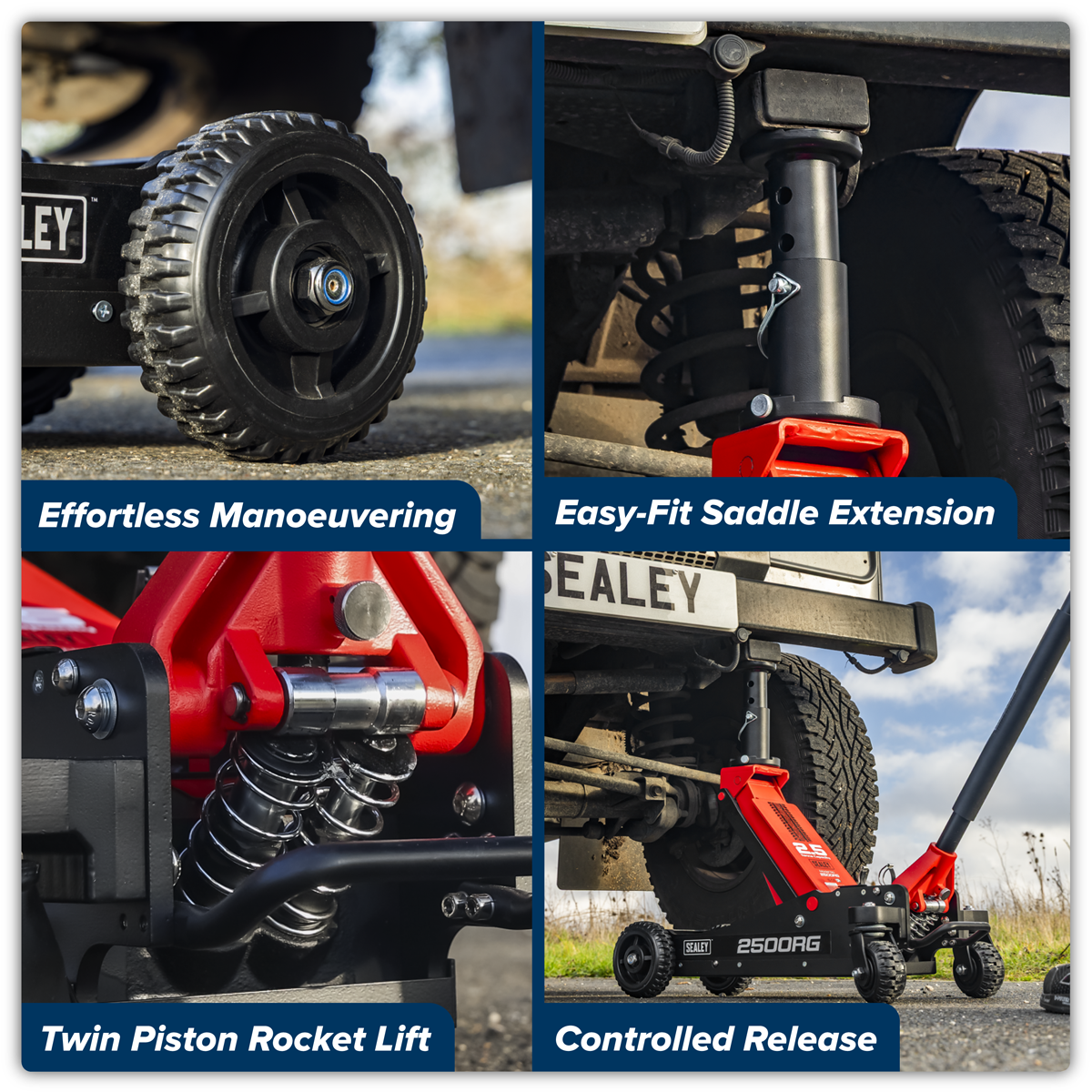 Big Wheel Hybrid Trolley Jack with Super Rocket Lift for Off-Road Vehicles, SUVs, Vans & 4x4s 2.5 Tonne 2500RG