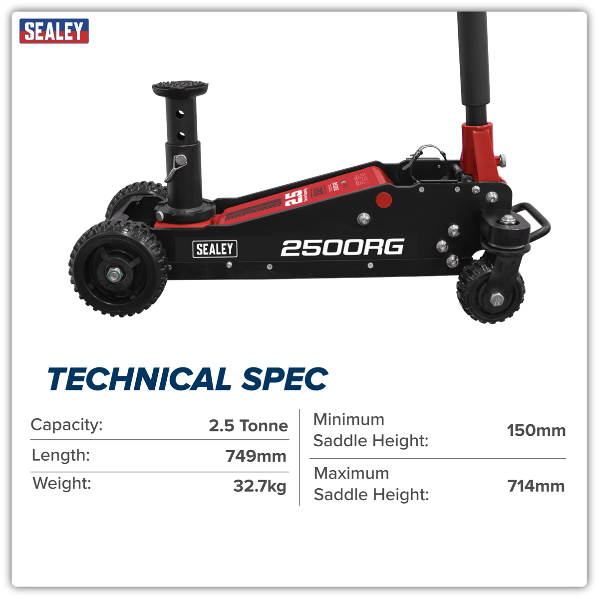 Big Wheel Hybrid Trolley Jack with Super Rocket Lift for Off-Road Vehicles, SUVs, Vans & 4x4s 2.5 Tonne 2500RG