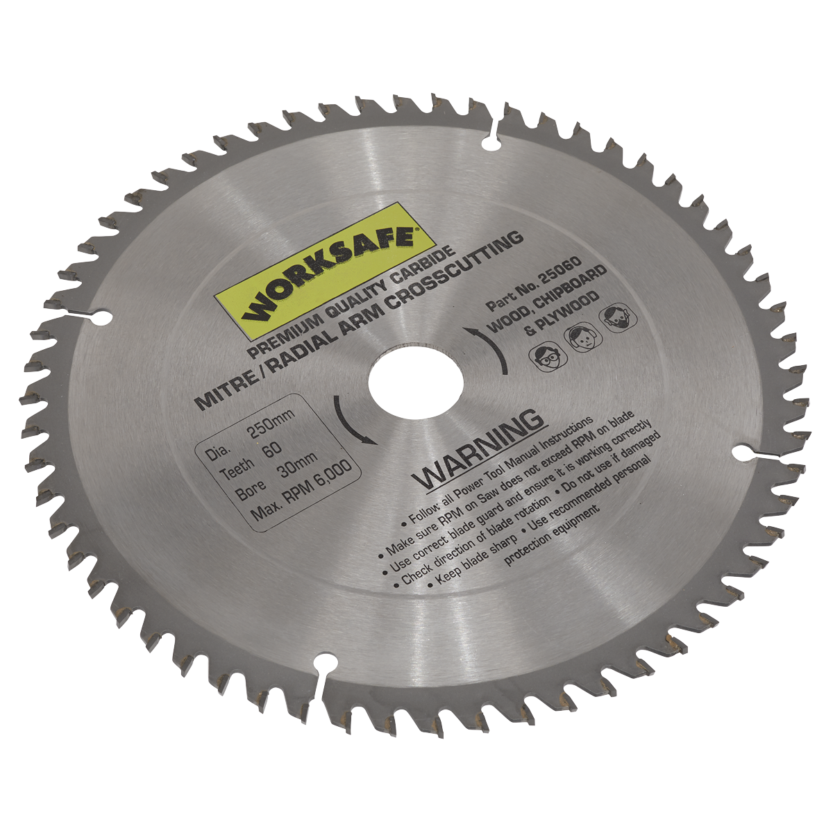 TCT Saw Blade 250 x 30mm 60tpu 25060