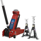 Trolley Jack 3 Tonne & Axle Stands (Pair) 3 Tonne per Stand Combo 3000CXDCOMBO1