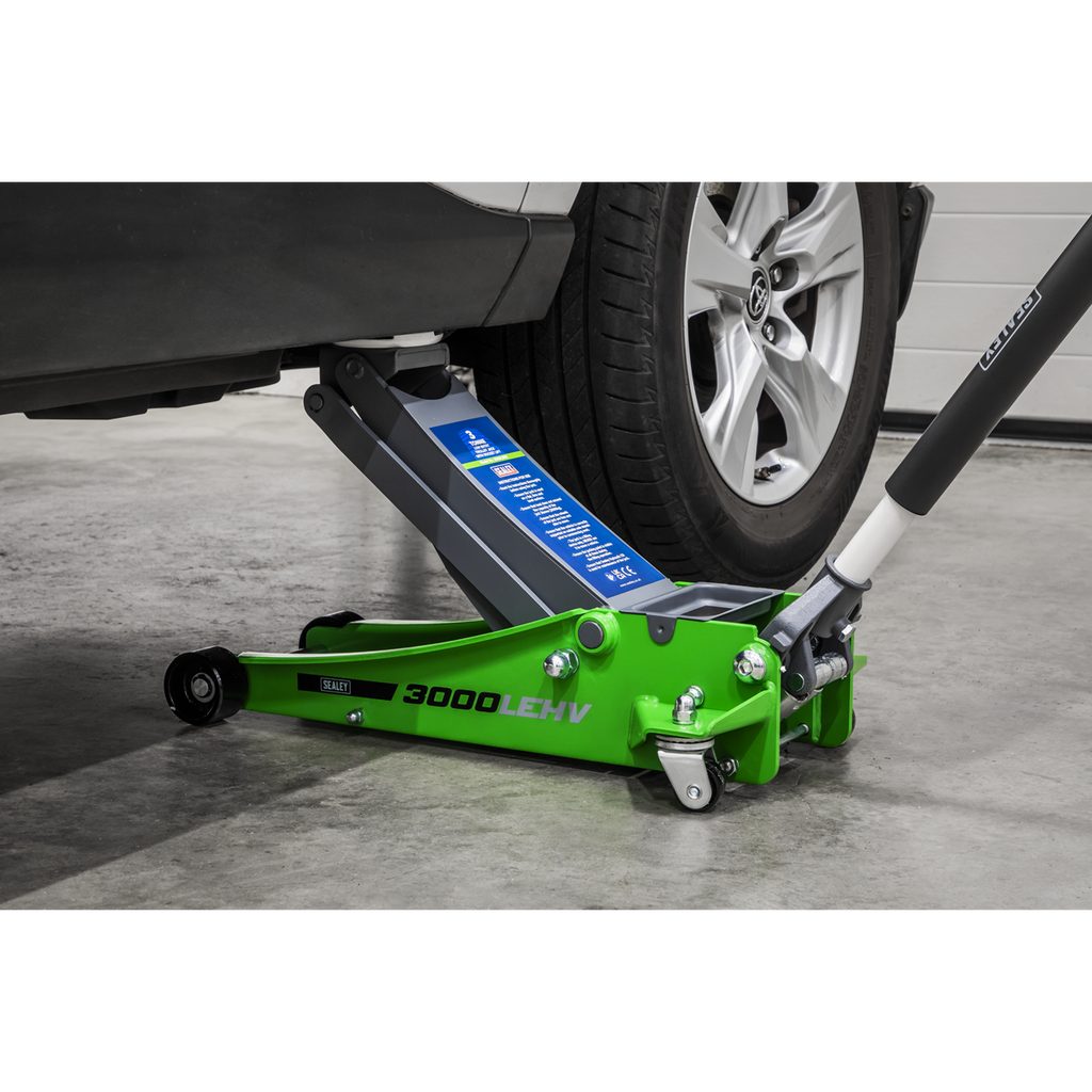 Low Profile Trolley Jack with Rocket Lift 3 Tonne - Green 3000LEHV