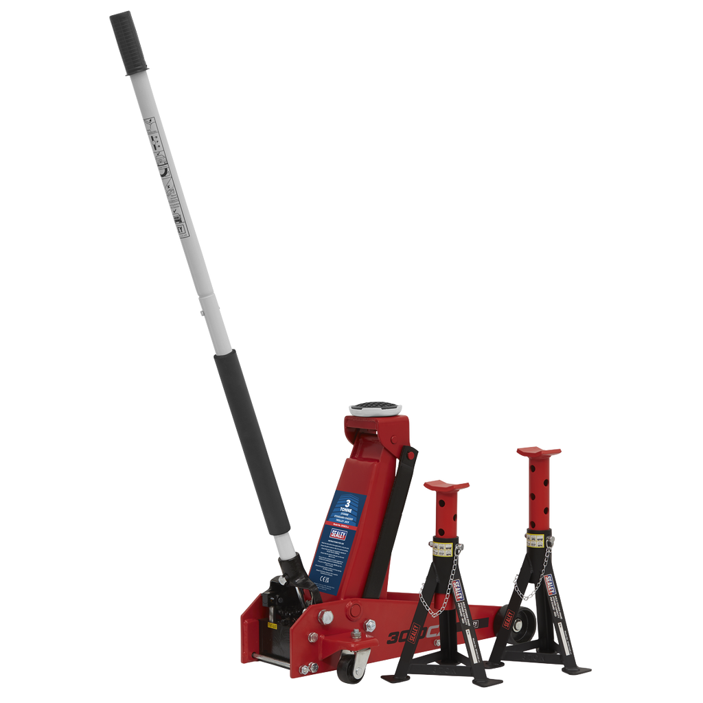 Standard Chassis Trolley Jack 3 Tonne with Axle Stands (Pair) 3 Tonne Capacity per Stand 3010CX