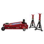 Standard Chassis Trolley Jack 3 Tonne with Axle Stands (Pair) 3 Tonne Capacity per Stand 3010CX