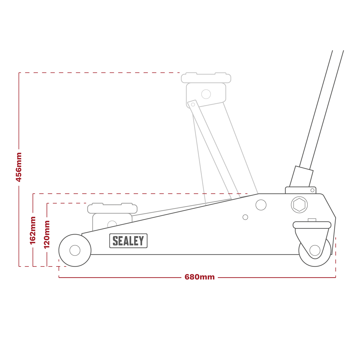 Trolley Jack with Super Rocket Lift 3 Tonne & Axle Stands (Pair) 3 Tonne Capacity per Stand - Green 3015CXHV